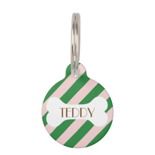 Colorful Stylish Bright Color Minimalist Stripes Pet ID Tag