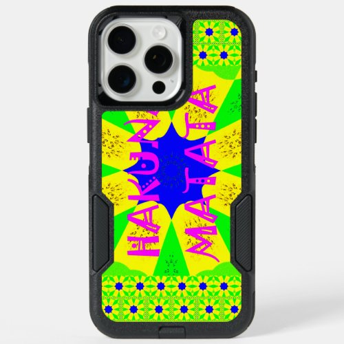 Colorful stylish Hakuna Matata pattern design iPhone 15 Pro Max Case