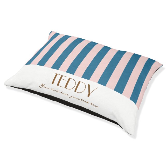 Colorful Stylish Minimalist Stripes Monogrammed Pet Bed (Angled)