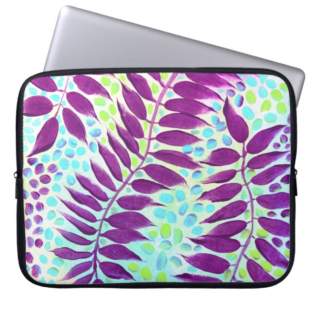 Colorful Stylish Modern Greenery Laptop Sleeve (Front)