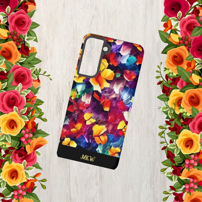 Colorful Stylish Monogram Floral Samsung Galaxy Case (Creator Uploaded)