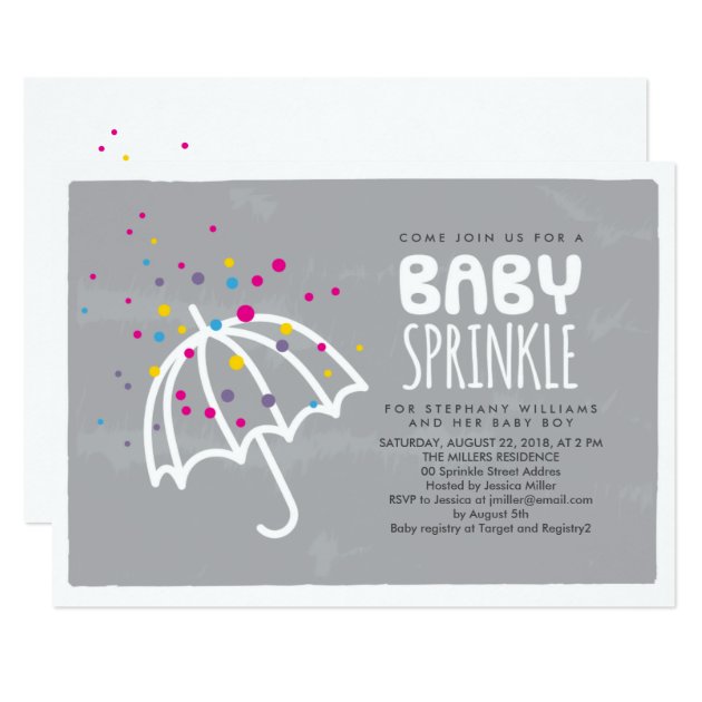 Colorful Stylish Neutral Grey Baby Sprinkle Invite
