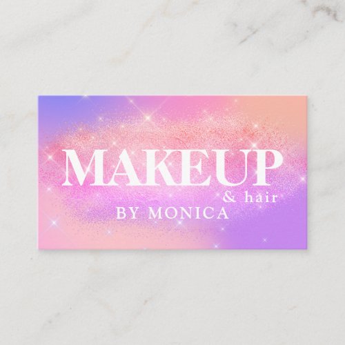 Colorful stylish ombre glitter makeup  hair business card