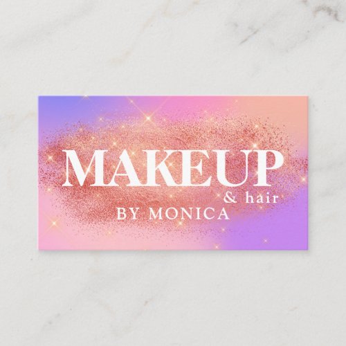 Colorful stylish rose gold glitter makeup  hair business card