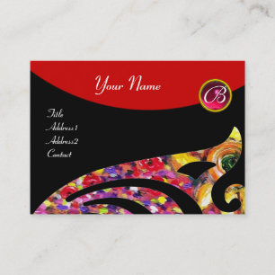COLORFUL STYLISH WING MONOGRAM ,RED RUBY BUSINESS CARD