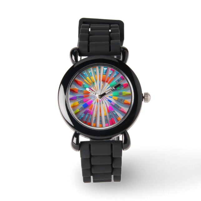 Colorful Stylish Wristwatch with Silicone Strap (Front)