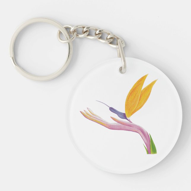 Colorful Stylized Bird of Paradise Keychain (Front)