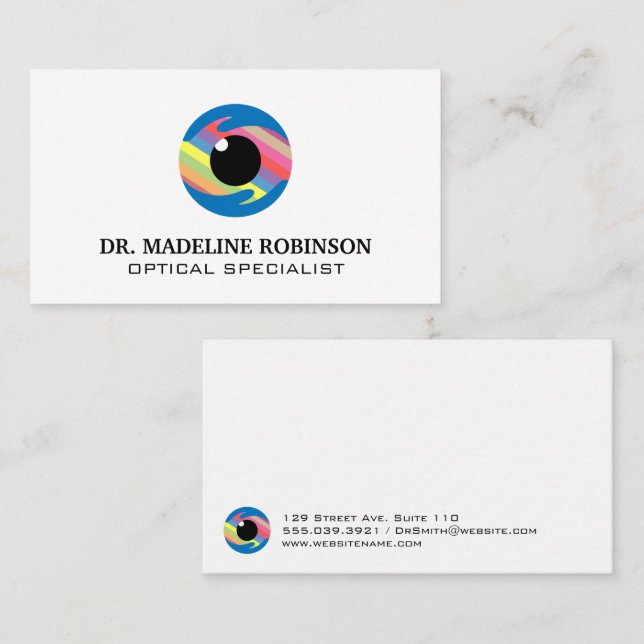 Colorful Stylized Eye Logo | Optometrist Appointment Card (Front/Back)