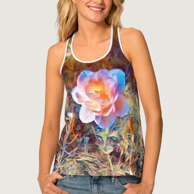 Colorful Stylized Flower Tank Top (Front)