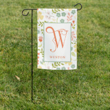 Colorful Stylized Flowers with Monogram W