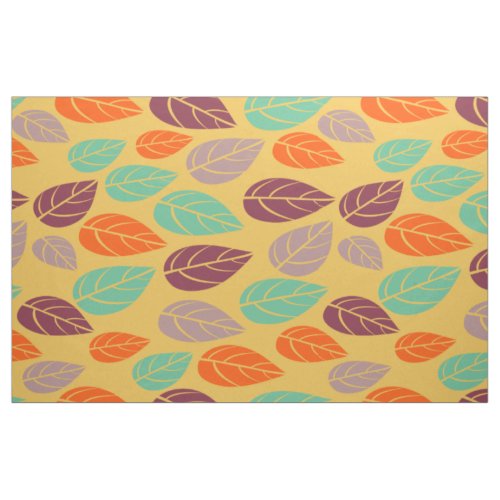 Colorful Stylized Leafs Pattern Custom Background Fabric