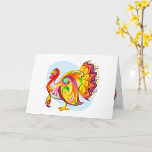 Colorful Stylized Turkey Greeting Card