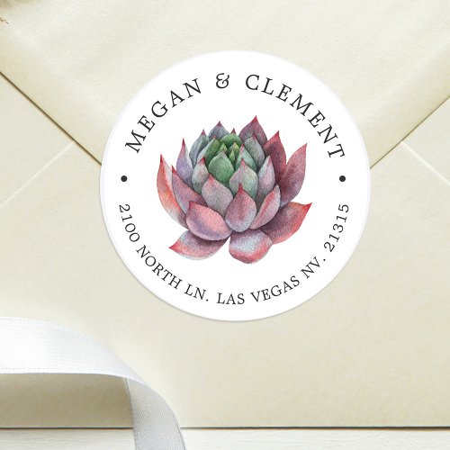 Colorful Succulent  Desert Theme  Return Address Classic Round Sticker