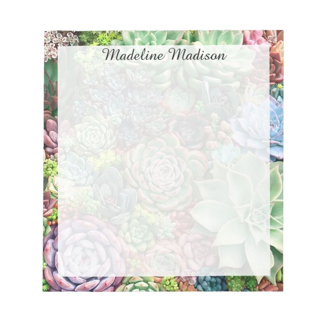 Colorful Succulent Garden Notepad (Front)