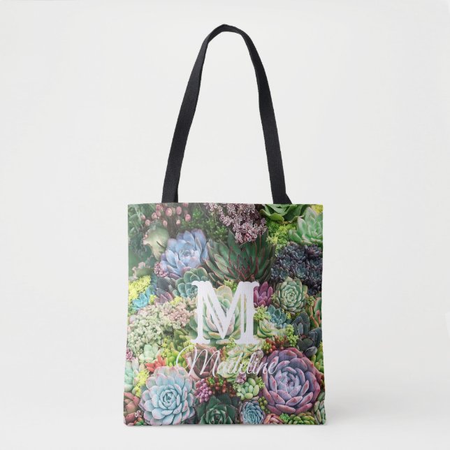 Colorful Succulent Garden Tote Bag (Front)