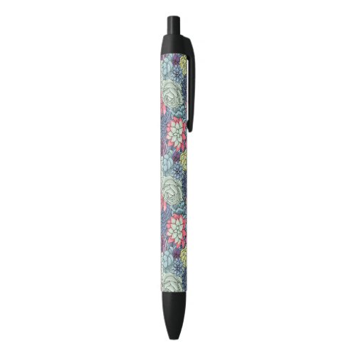 Colorful Succulent Pattern Black Ink Pen