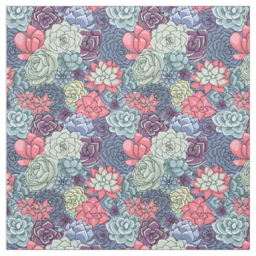 Colorful Succulent Pattern Fabric