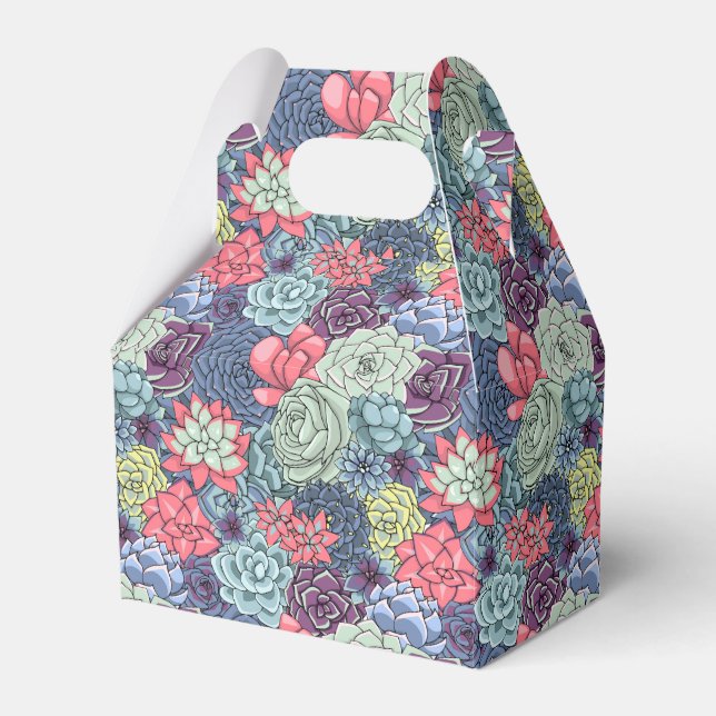 Colorful Succulent Pattern Favor Boxes (Front Side)