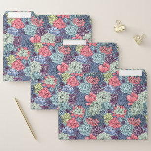 Colorful Succulent Pattern File Folder