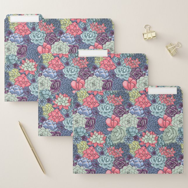 Colorful Succulent Pattern File Folder (Set)
