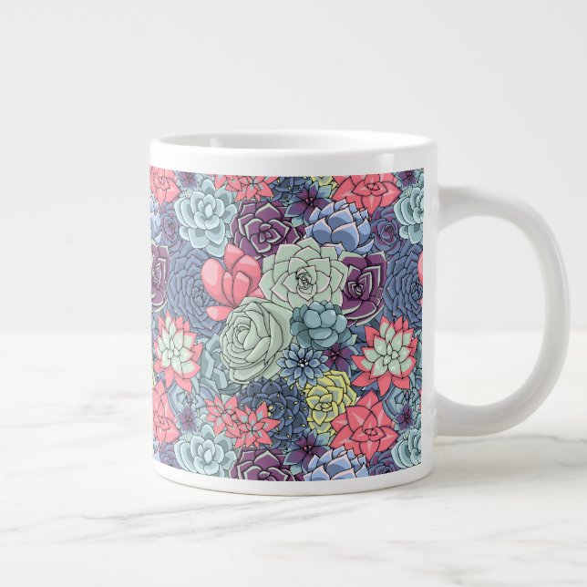 Colorful Succulent Pattern Giant Coffee Mug (Right)