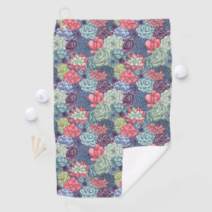Colorful Succulent Pattern Golf Towel