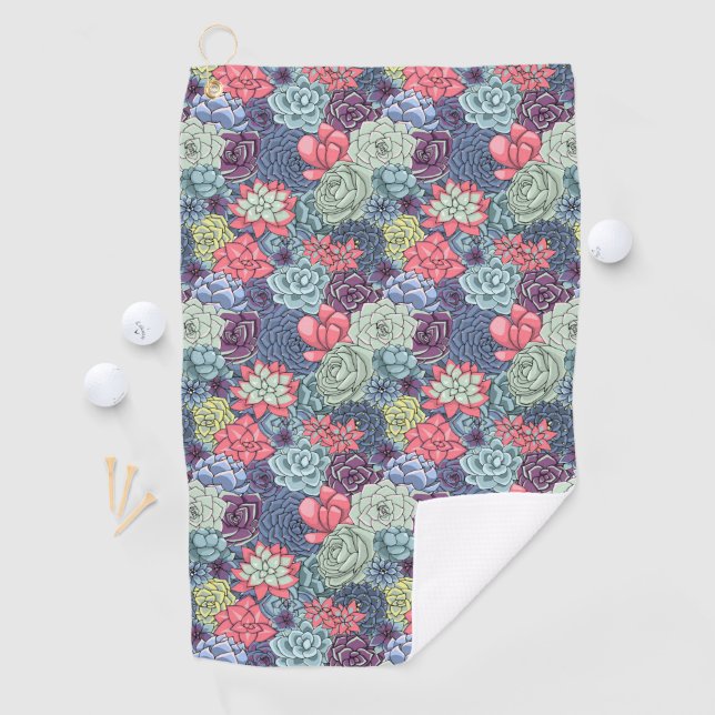 Colorful Succulent Pattern Golf Towel (InSitu)