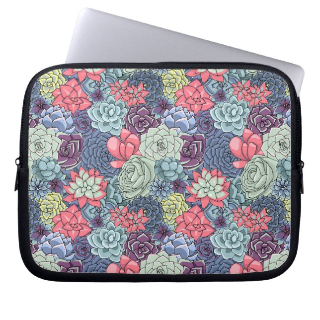 Colorful Succulent Pattern Laptop Sleeve (Front)