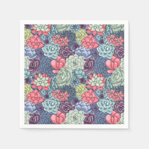 Colorful Succulent Pattern Napkins