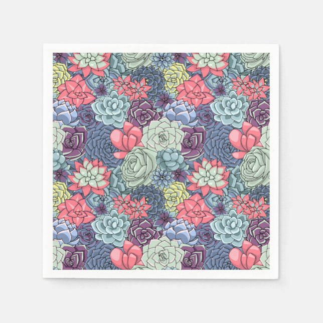 Colorful Succulent Pattern Napkins (Front)