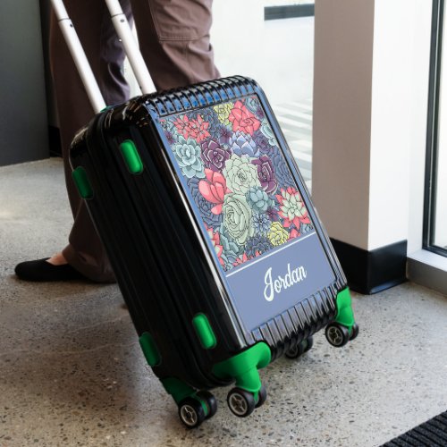 Colorful Succulent Pattern  Personalize Luggage