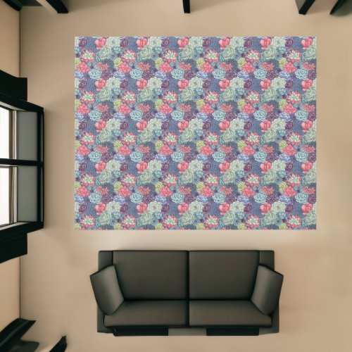Colorful Succulent Pattern Rug