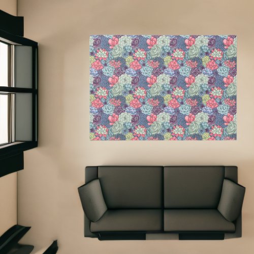 Colorful Succulent Pattern Rug