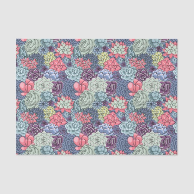 Colorful Succulent Pattern Tissue Paper (Front)