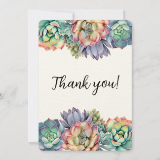 Colorful Succulent Thank You Invitation