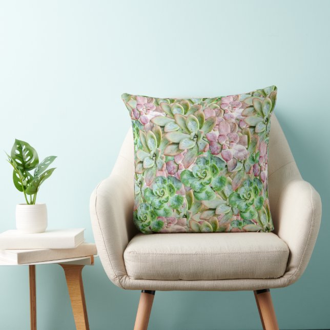 Colorful Succulent  Throw Pillow (Chair)
