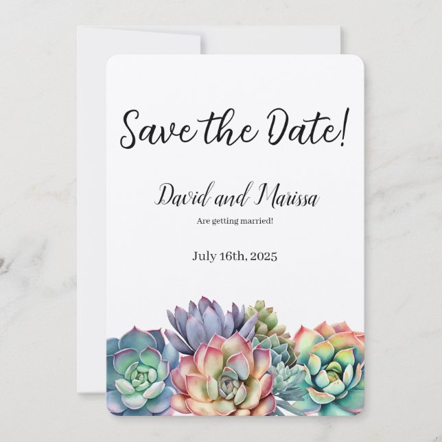 Colorful Succulent Wedding Invitation (Front)