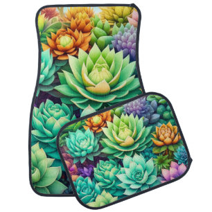 Colorful Succulents Botanical Car Floor Mat