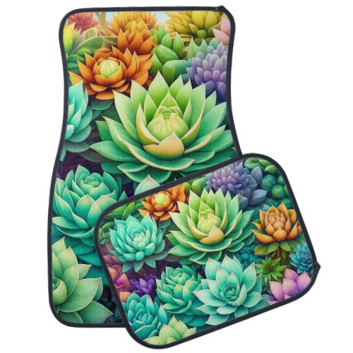 Colorful Succulents  Botanical  Car Floor Mat