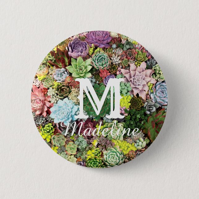 Colorful Succulents Button (Front)
