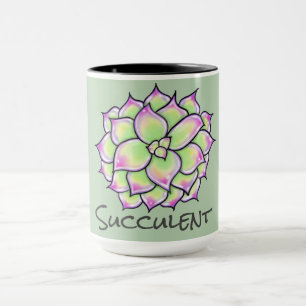Colorful Succulents, cacti desert floral Blooms Mug