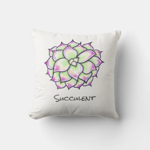 Colorful Succulents, cacti desert floral Blooms Throw Pillow