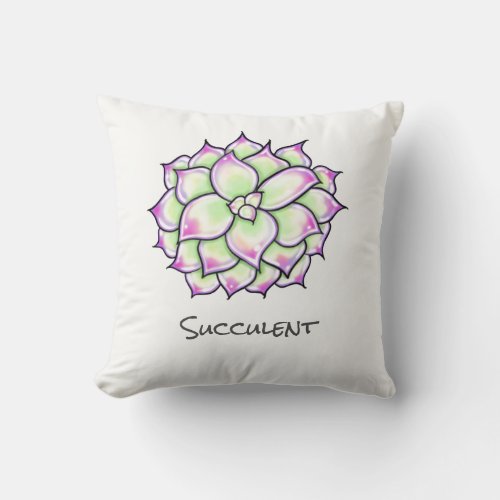 Colorful Succulents cacti desert floral Blooms Throw Pillow