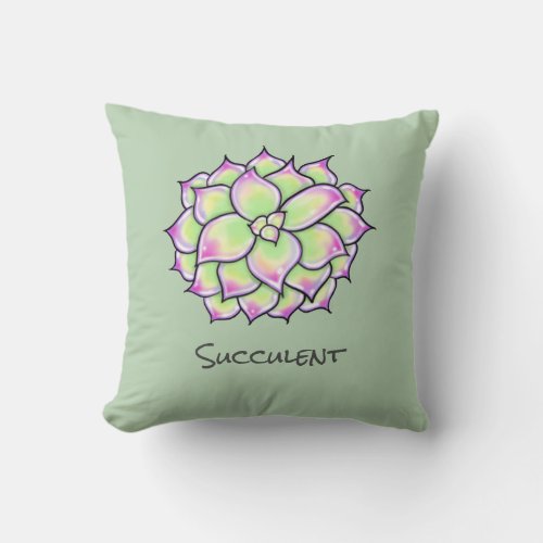 Colorful Succulents cacti desert floral Blooms Throw Pillow