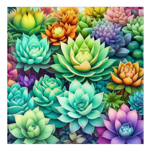 Colorful Succulents Collage Acrylic Print