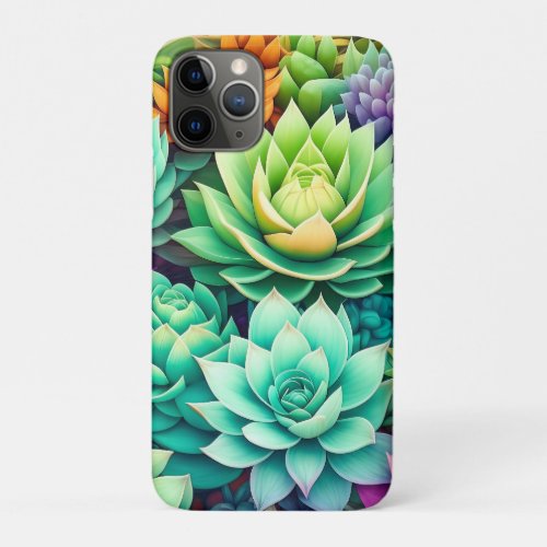 Colorful Succulents Collage iPhone 11 Pro Case