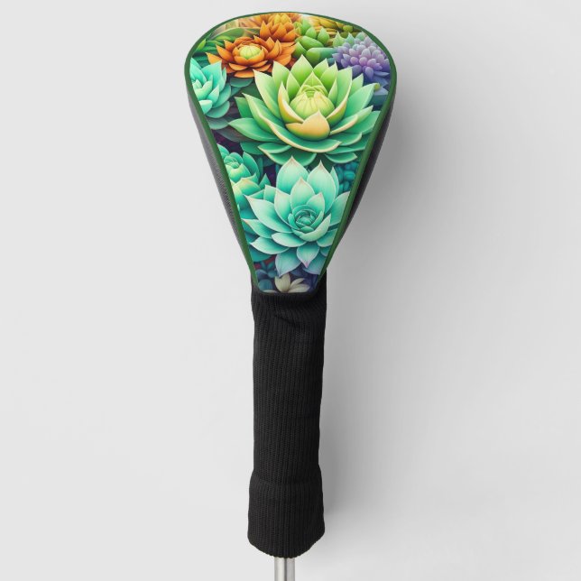Colorful Succulents Collage Golf Head Cover (Front)