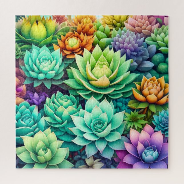 Colorful Succulents Collage Jigsaw Puzzle (Vertical)