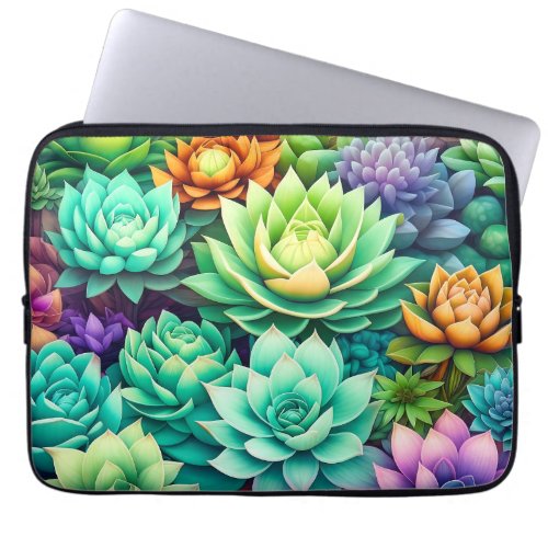 Colorful Succulents Collage Laptop Sleeve