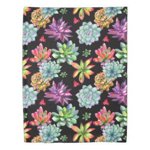 Colorful Succulents Duvet Cover